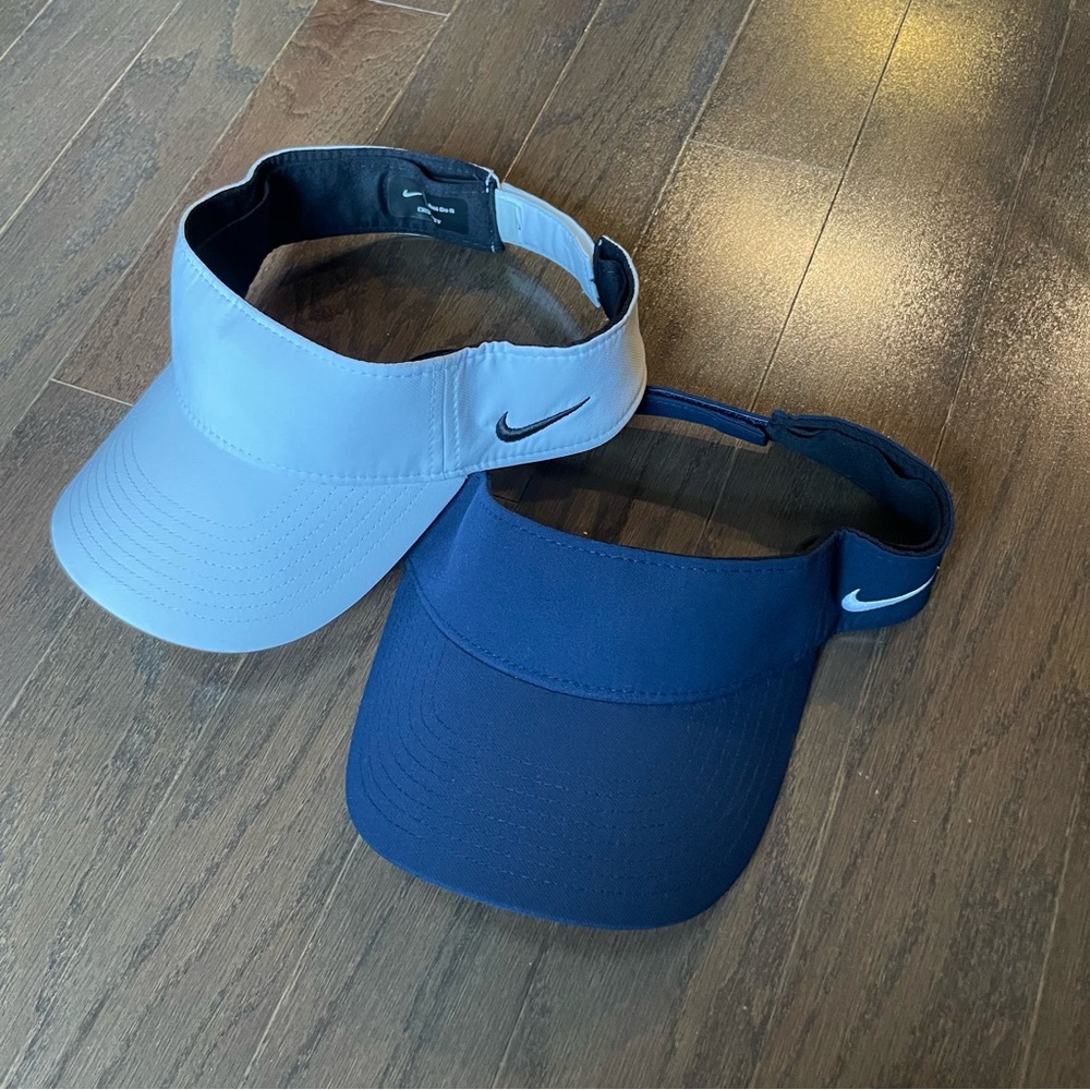 EUC Nike Dri-FIT Navy and White Visors